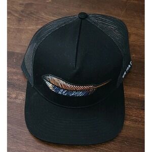 Southern String Hat Company Feather Black Mesh SnapBack Trucker Hat NWOT